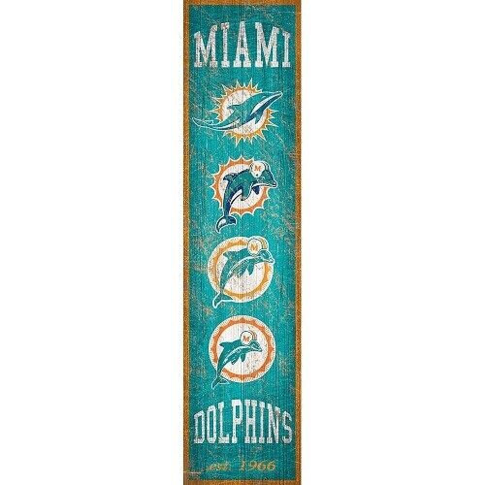 NFL Sign Retro Miami Dolphins Heritage Vertical Throwback 70's Rustic Wall
